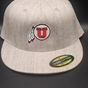New Without Tags University Of Utah Gray Fitted Cap with Red Logo